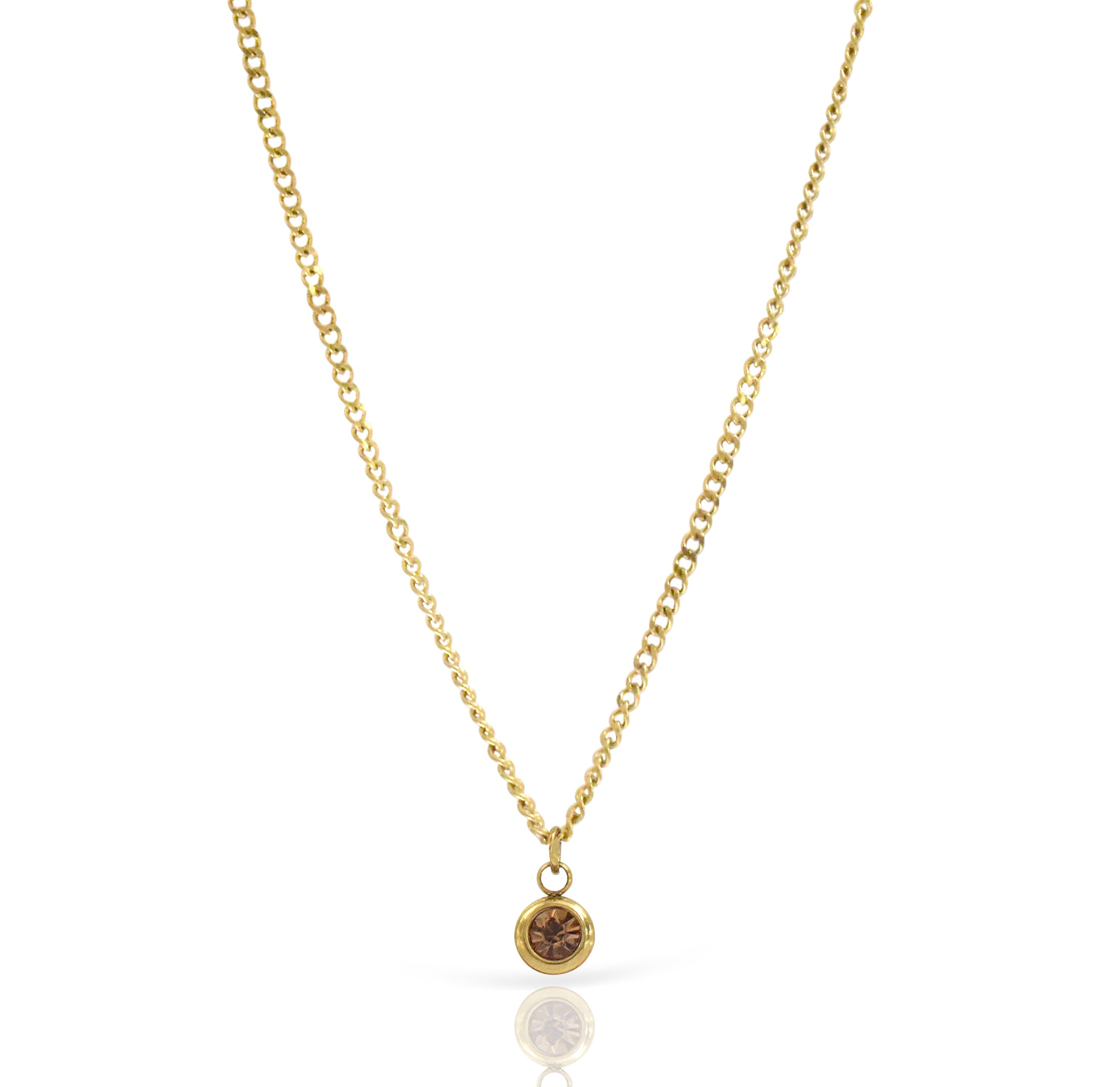 DELILAH CITRINE BIRTHSTONE PENDANT NECKLACE - NOVEMBER WATERPROOF