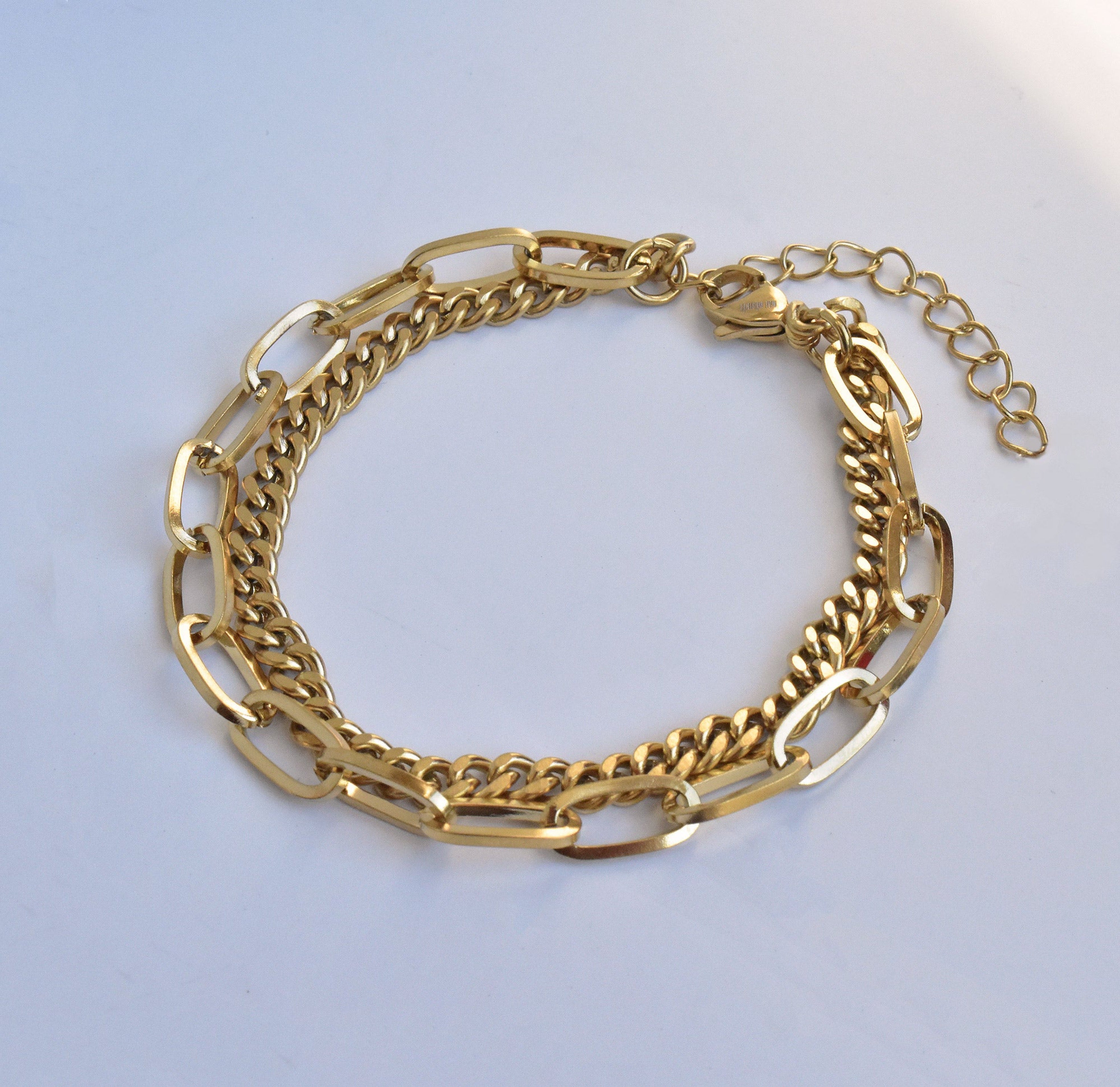 Brigette Gold Duo Chain Bracelet - Waterproof Jewelry