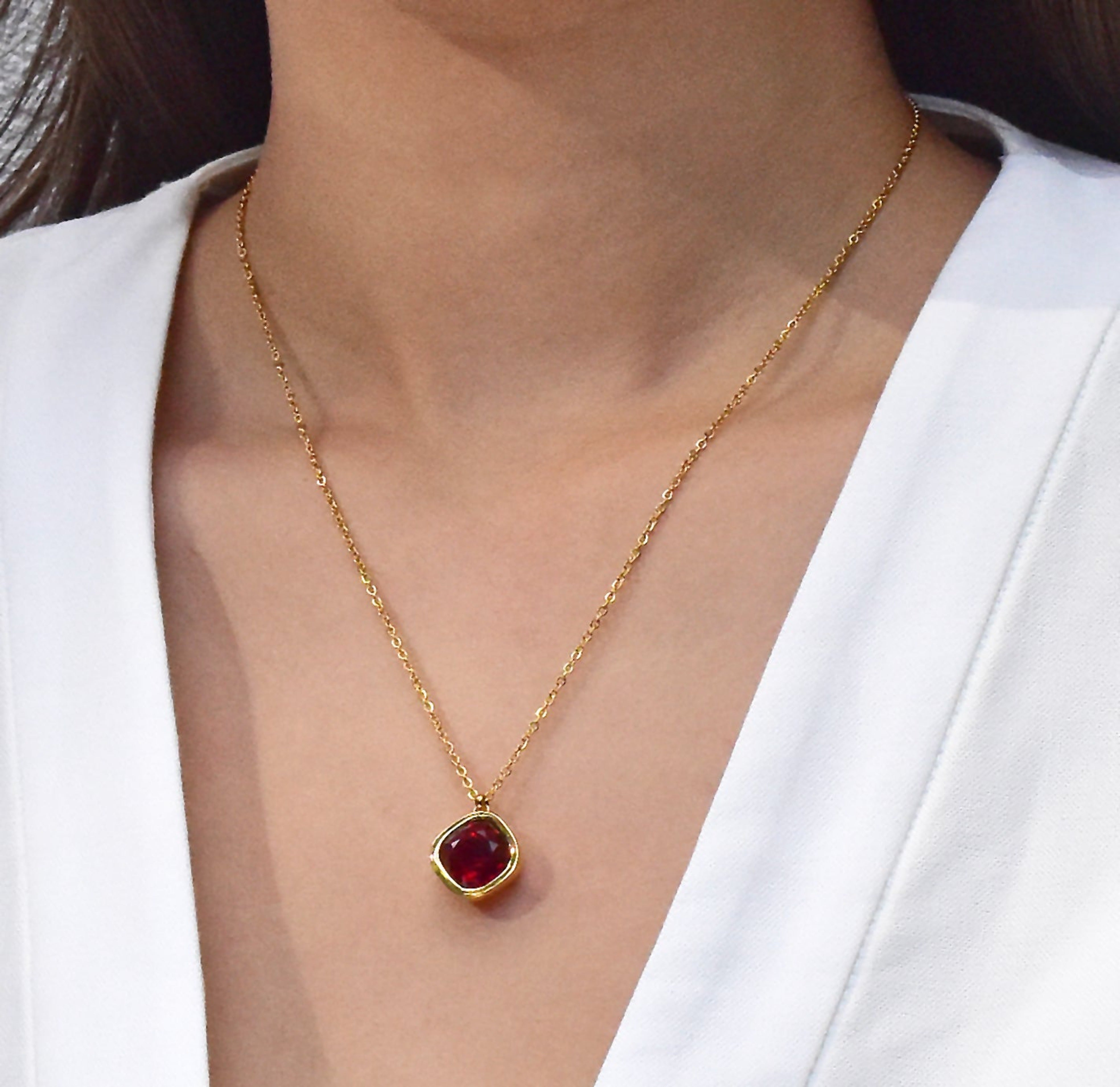 Garnet Necklace - January Birthstone Necklace - Garnet Tear drop Neckl -  JewelLUXE