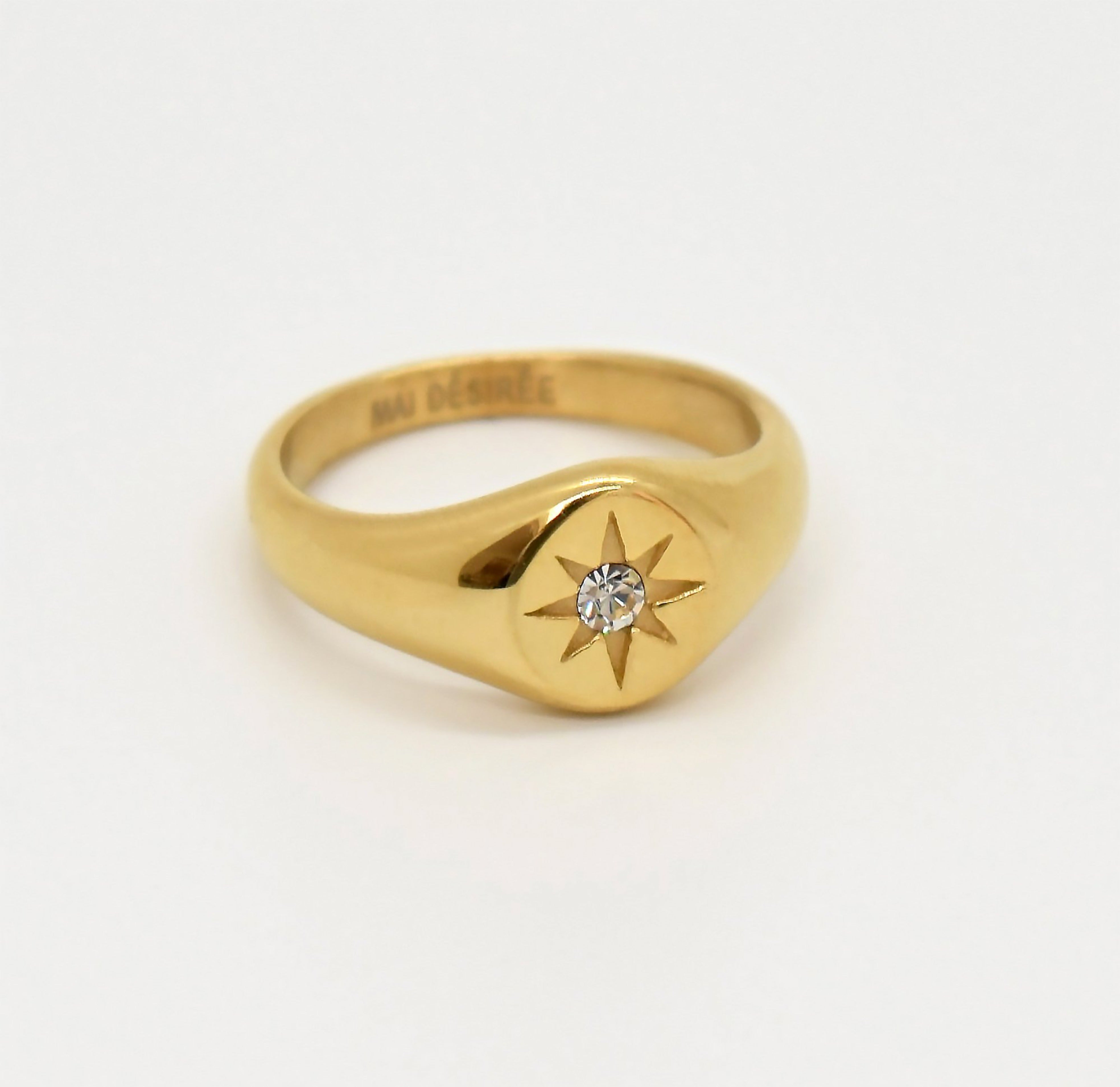 gold signet ring north star