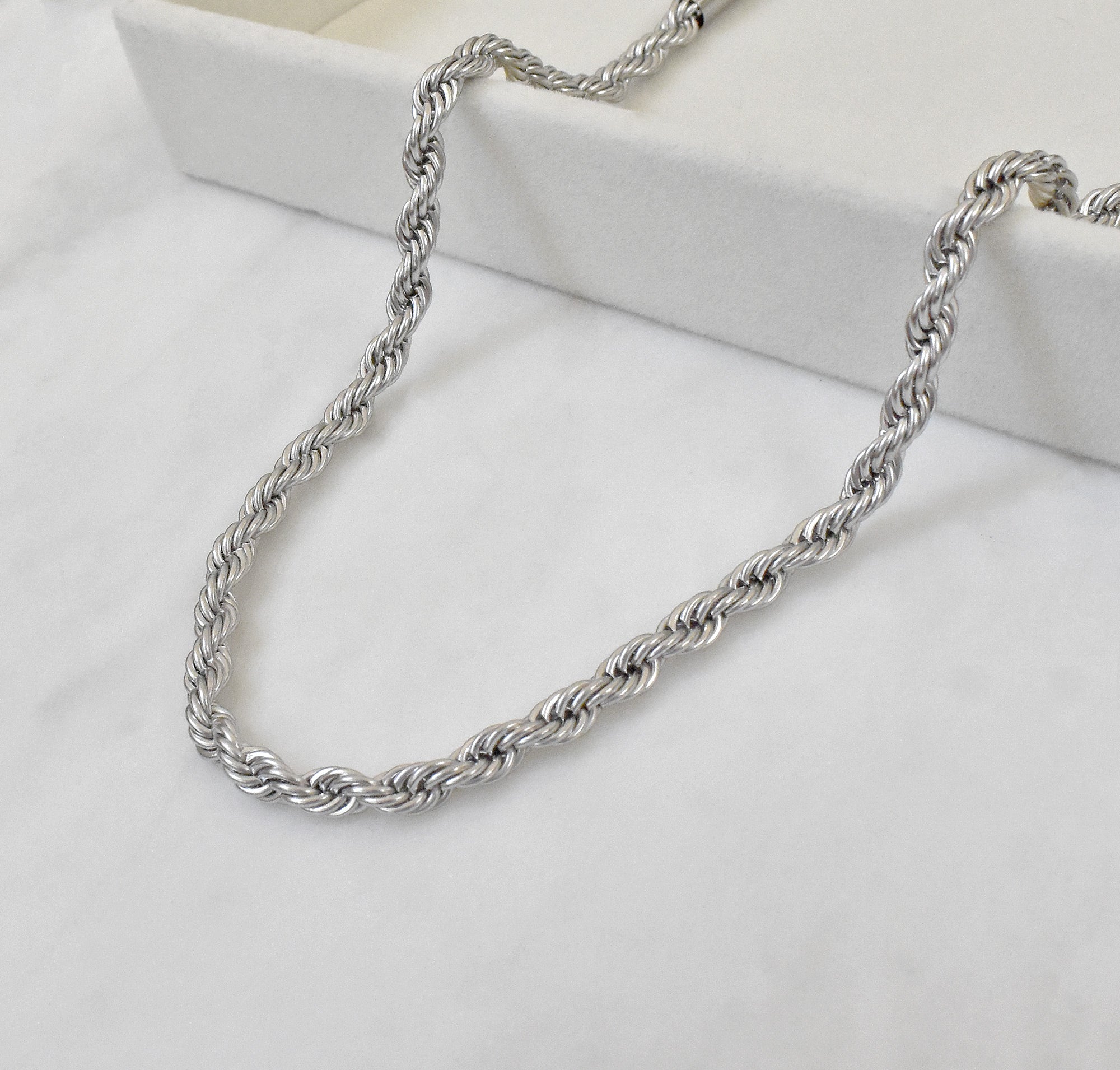 Silver Rope Chain Necklace | Waterproof Jewelry – Mai Désirée Silver Rope Chain Necklace | Waterproof Jewelry – Mai Désirée