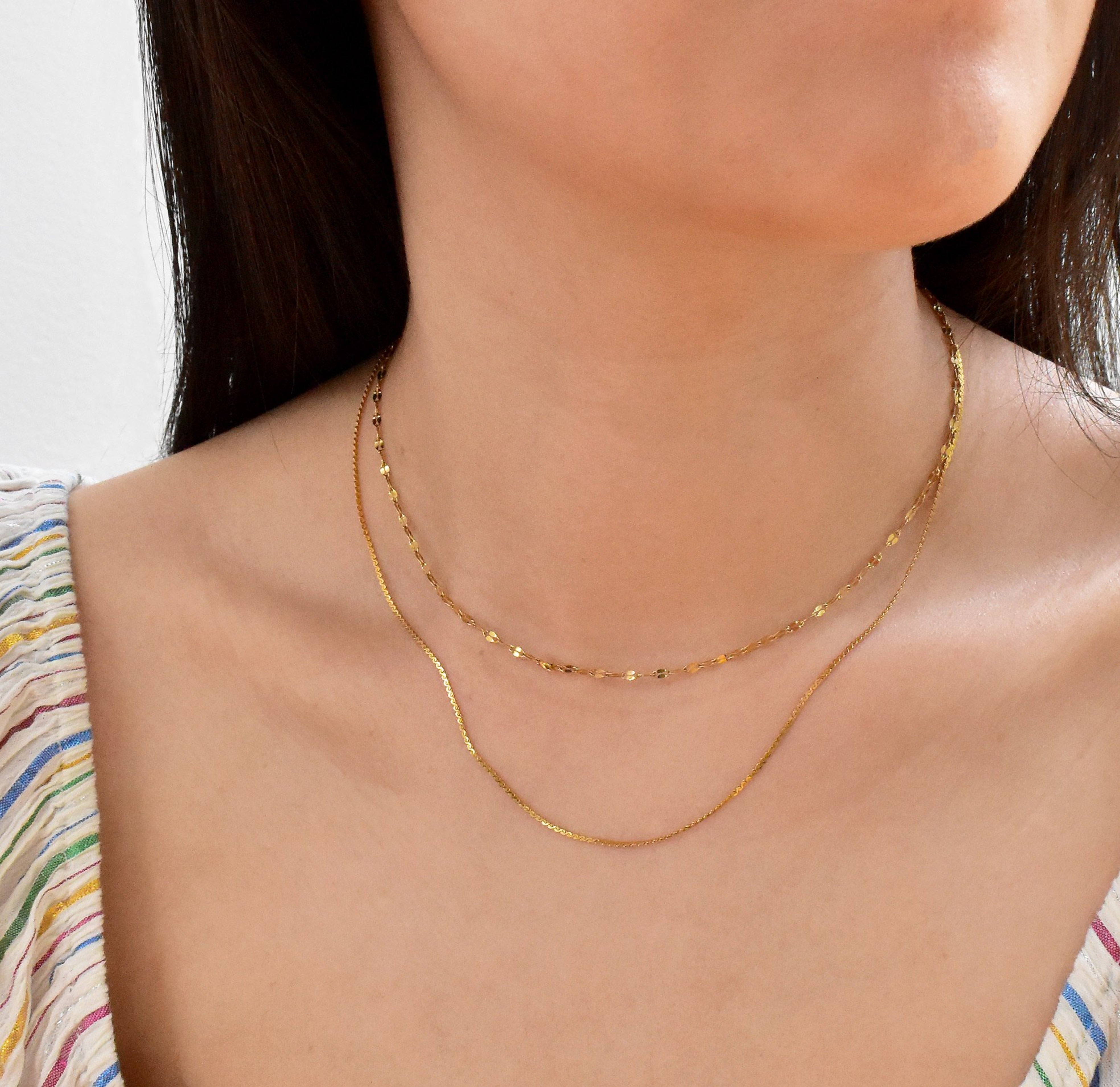 ELSIE GOLD DAINTY LACE CHAIN NECKLACE - SAMPLE