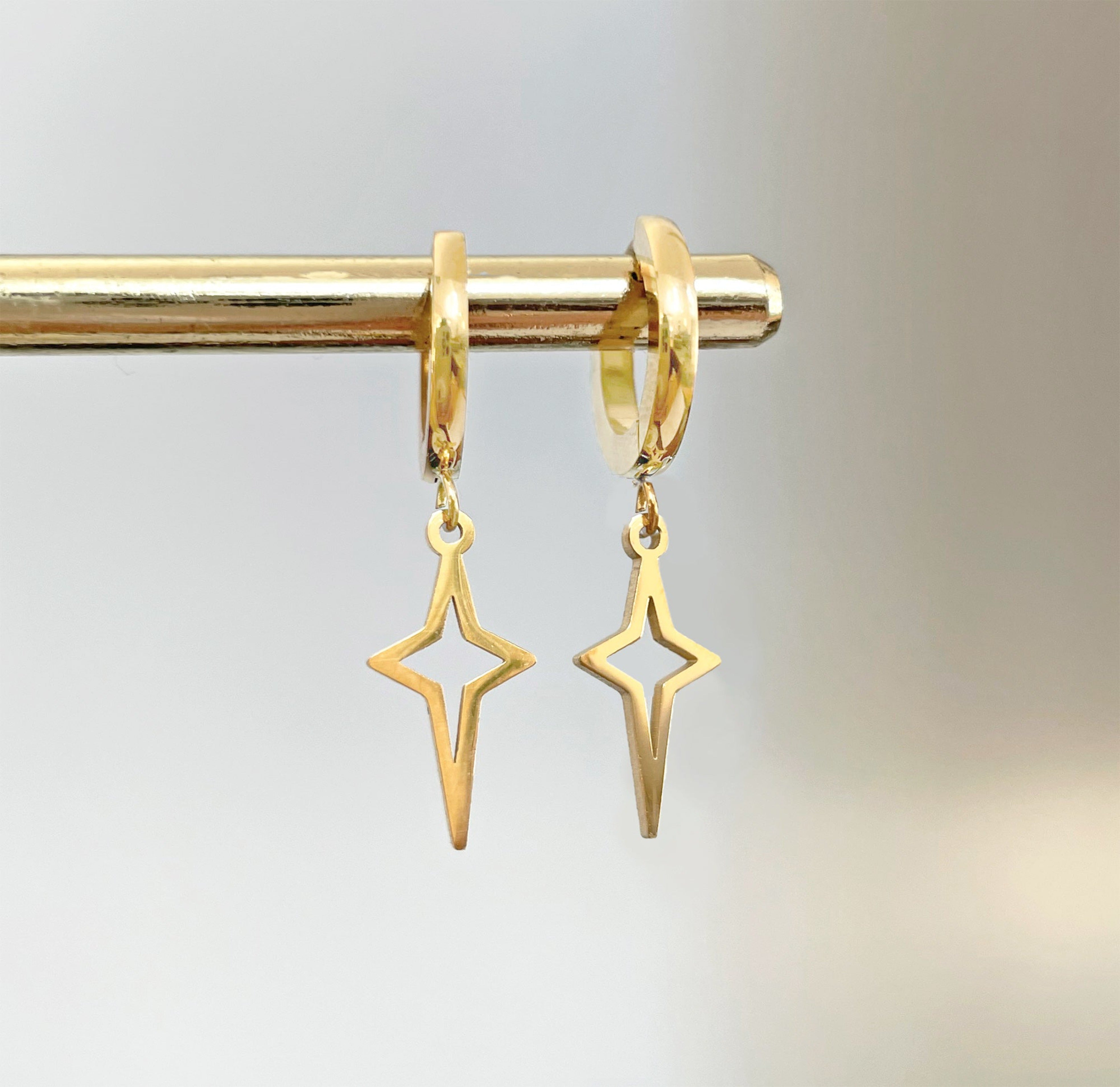 gold starburst huggie earrings waterproof jewelry