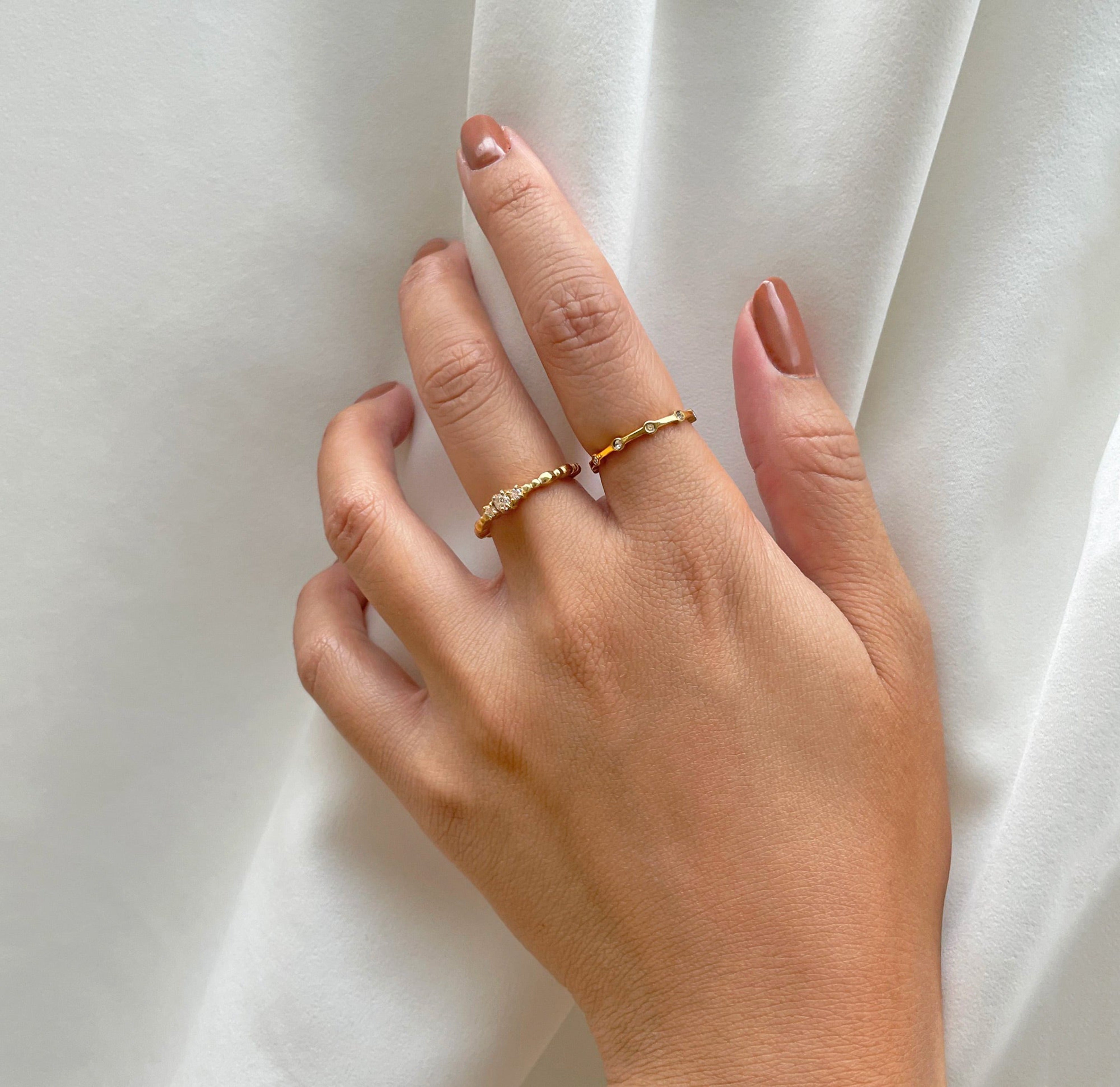 Gold Ring Simple Stackable 18k Coco Dainty Croissant 