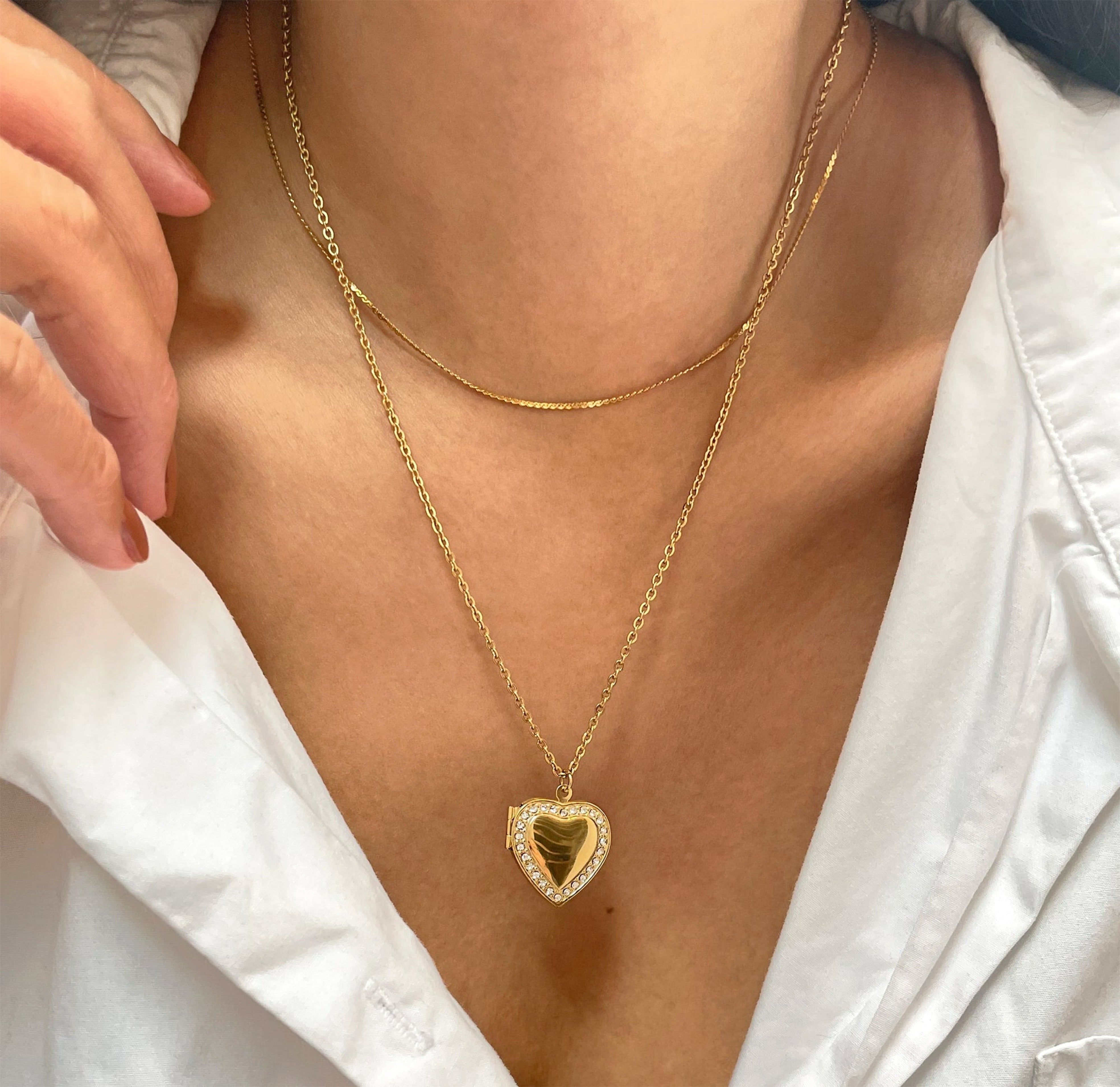 Cherish Gold Heart Locket Pendant Necklace - Tarnish Free Jewelry
