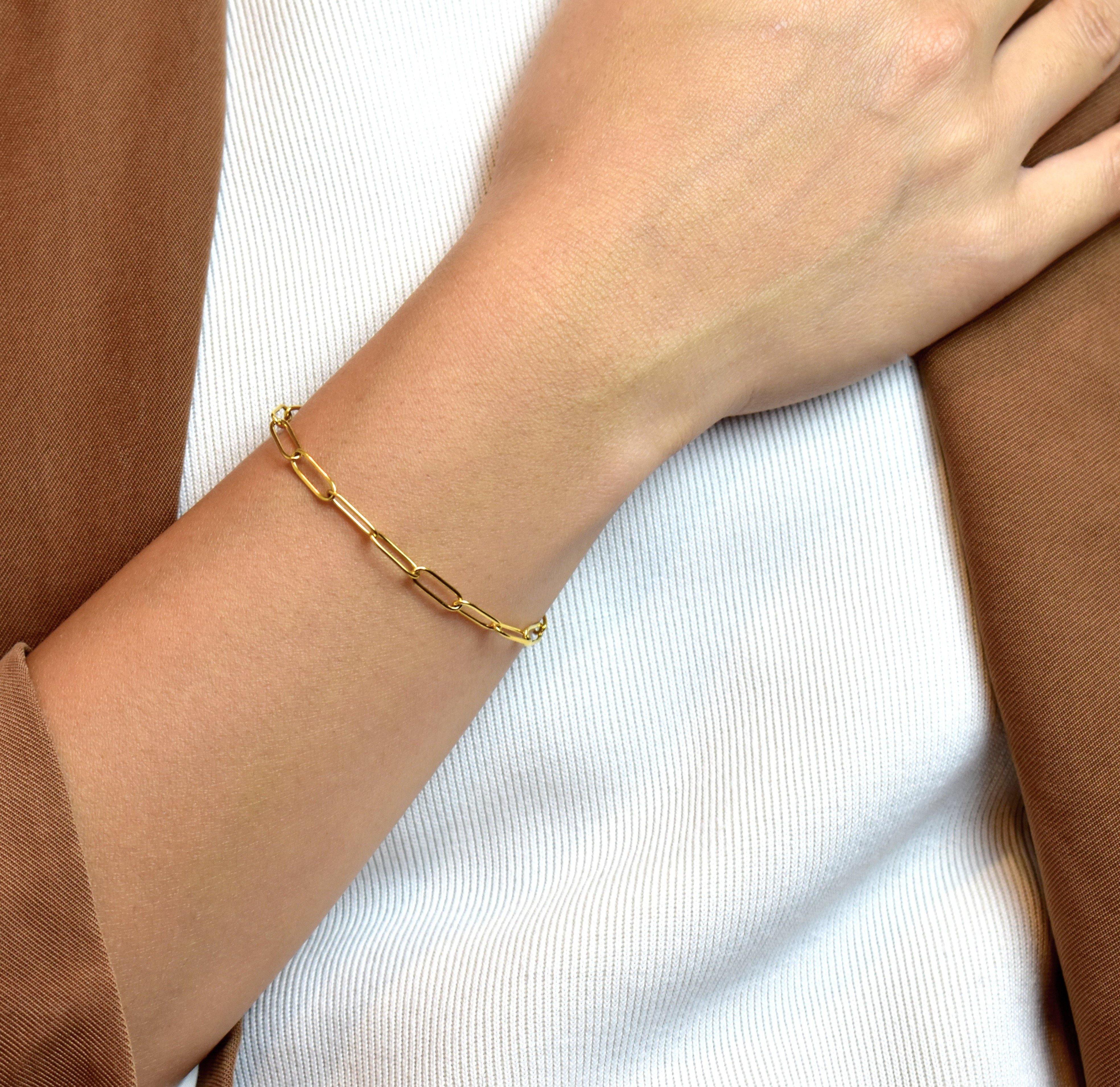 18k Saudi Gold Paperclip Bracelet Sz7.5 - Jewelry