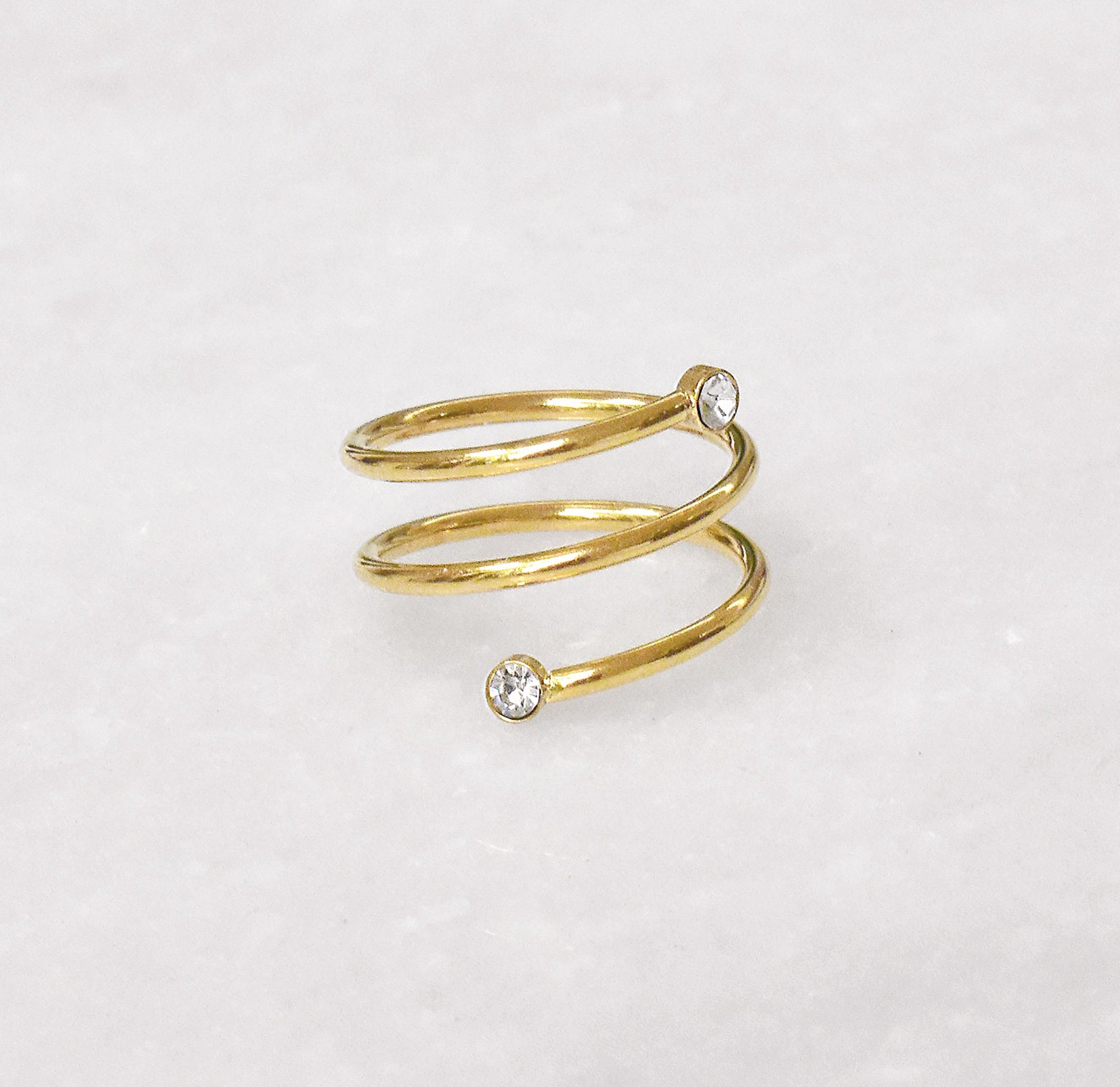 dainty gold spiral ring waterproof jewelry tarnish free