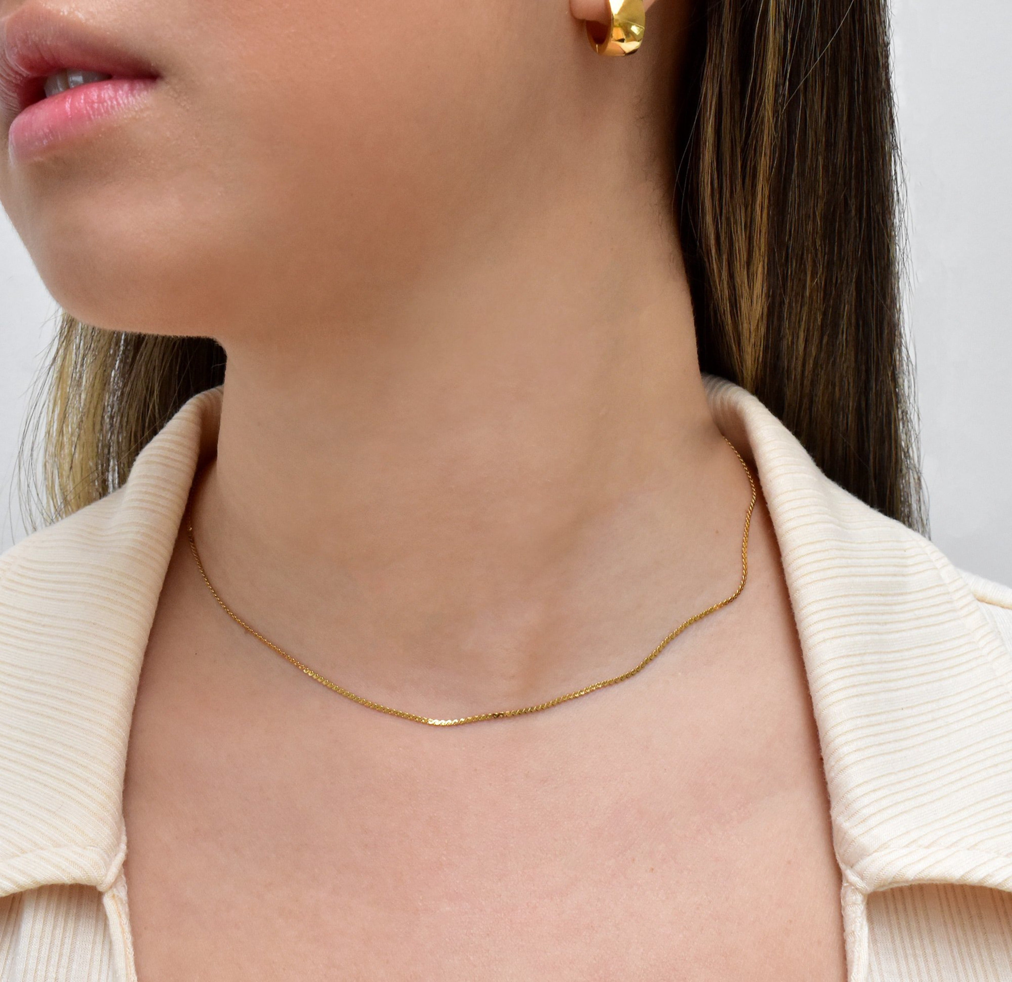 Faye Dainty Thin Gold Chain Necklace - Waterproof Chains