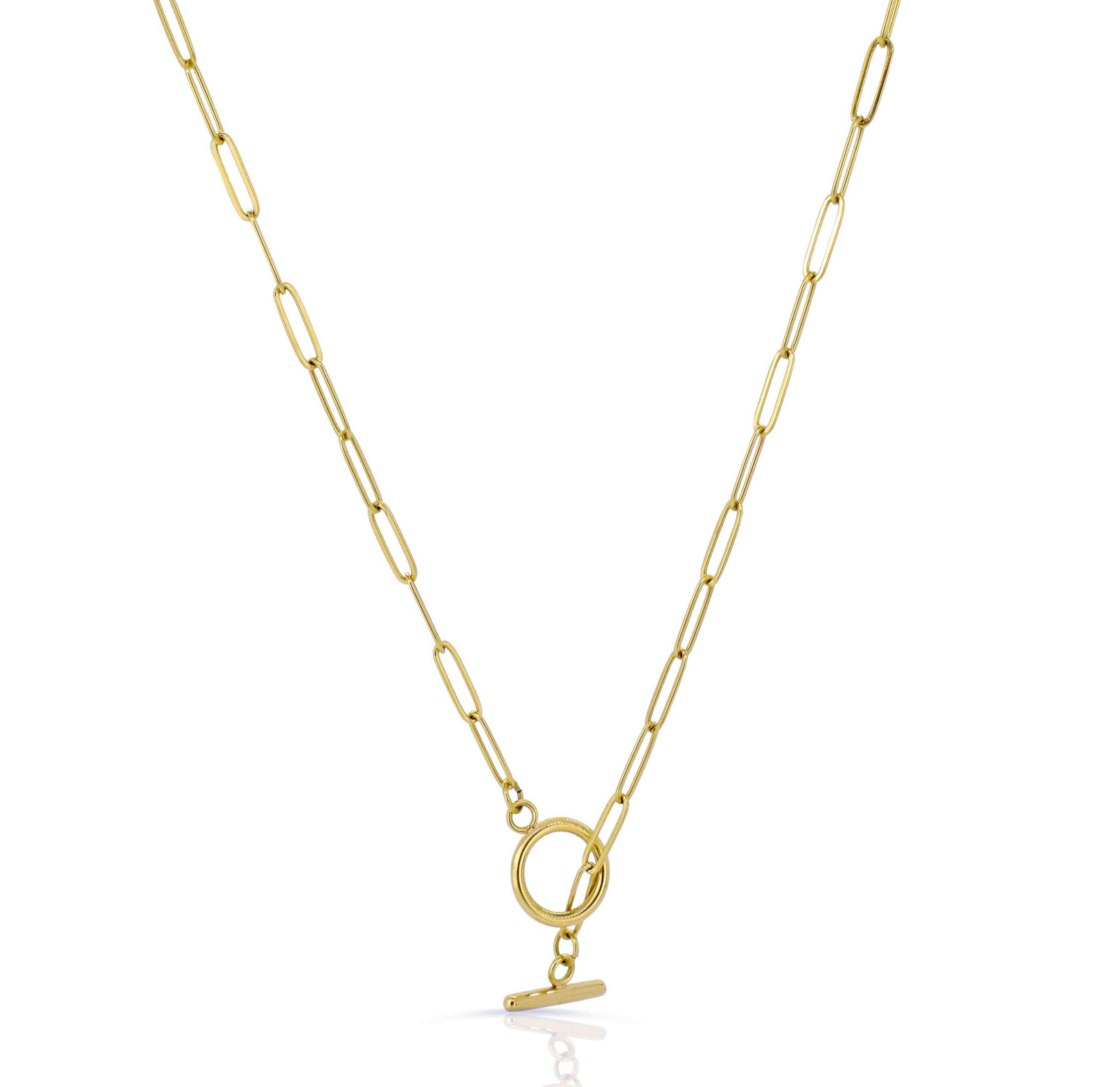 Amiee Gold Heart Toggle Chain Necklace - Waterproof Jewelry