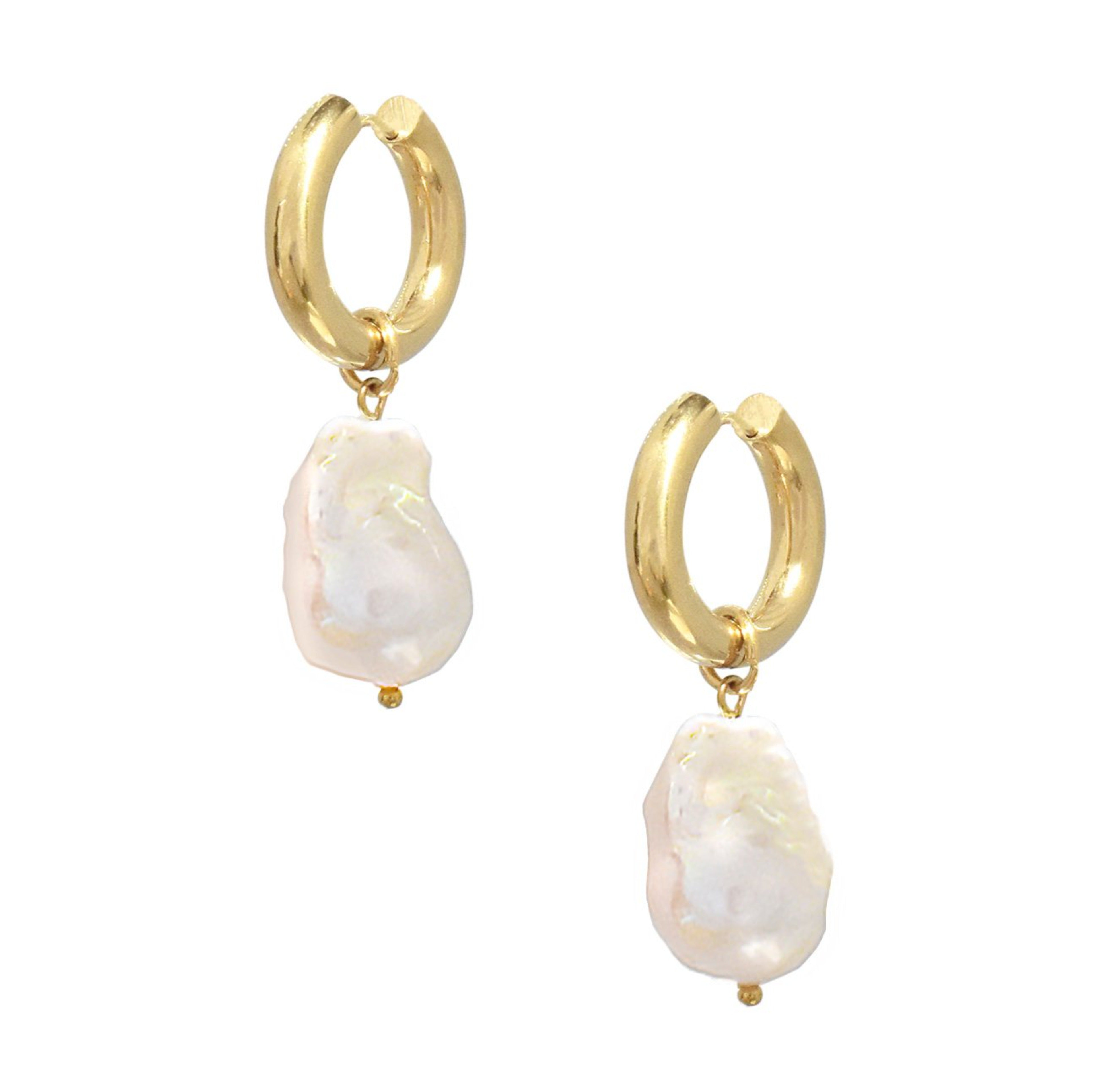 Juliet 2 in 1 Jumbo Baroque Pearl Earrings - Waterproof Jewelry