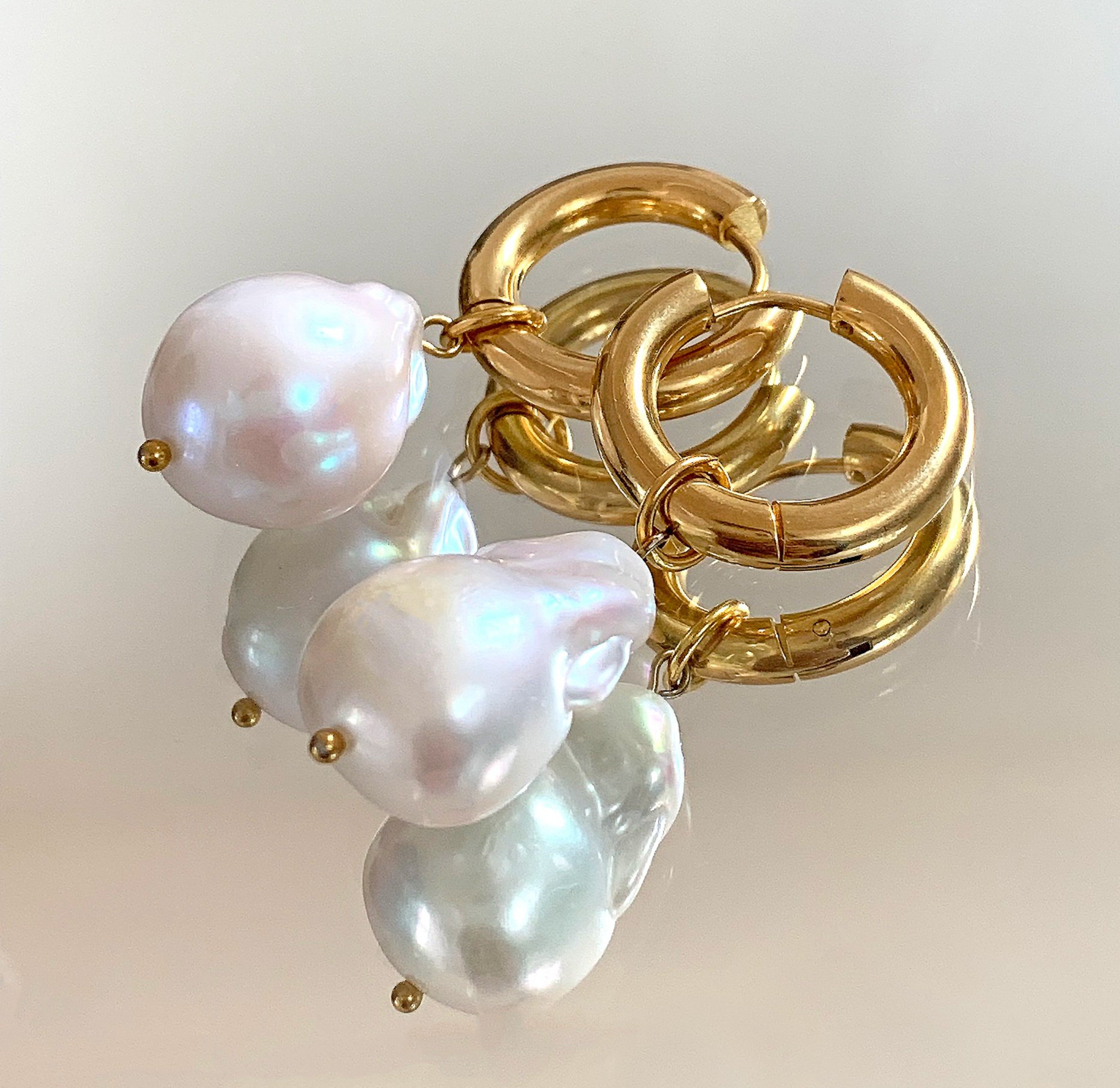 Juliet 2 in 1 Jumbo Baroque Pearl Earrings - Waterproof Jewelry